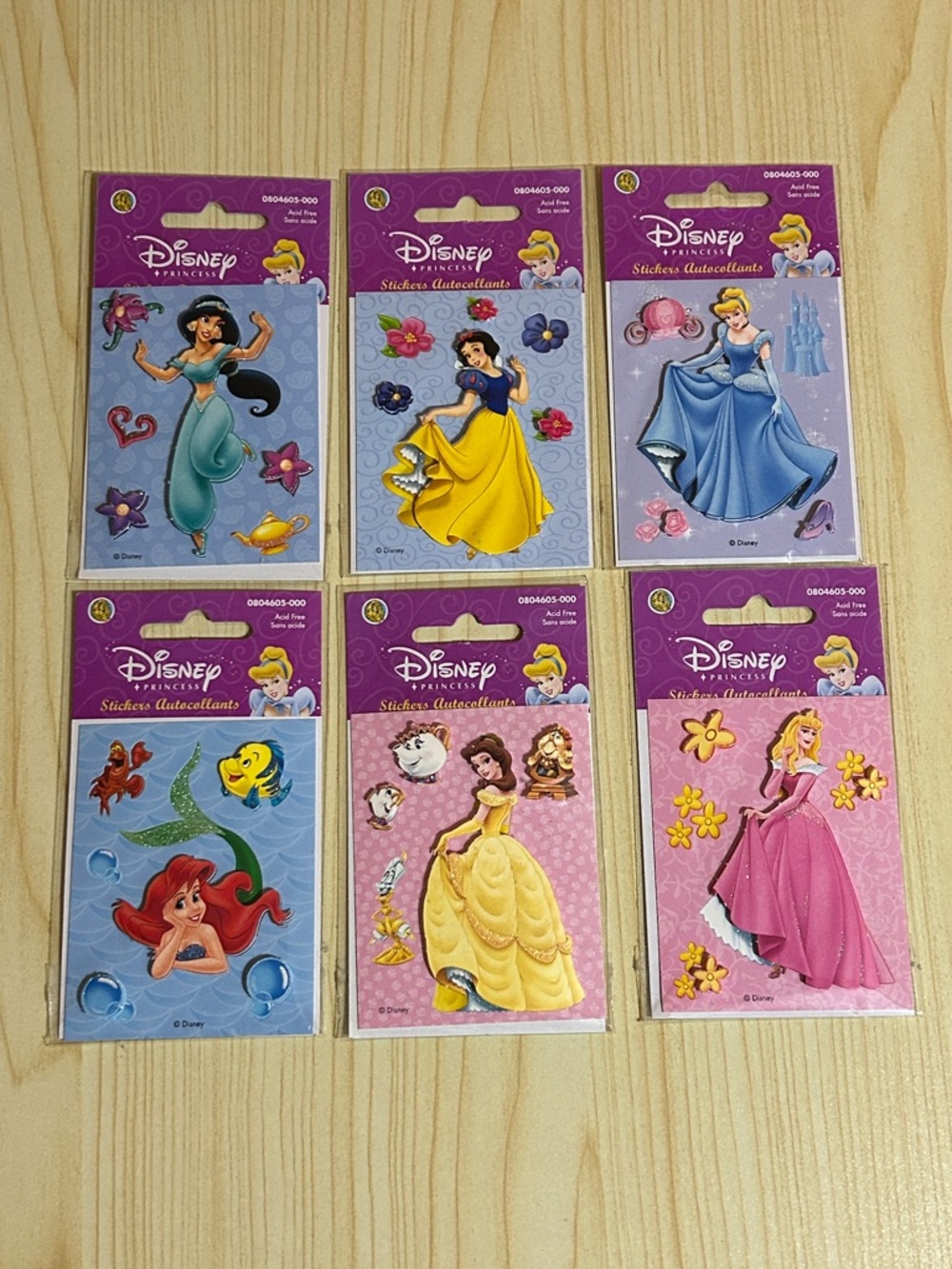 HTF Vintage Sandylion Disney Princess Paper Tole 3D Stickers Bundle of 6